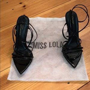 Black Patent leather strappy heels